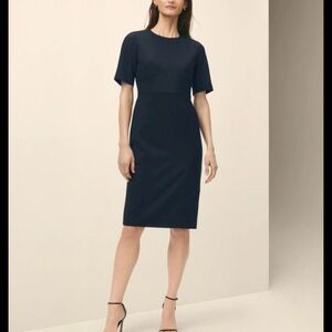 Brooks Brothers Black Midi Sheath Dress Short Sleeve Excellent Like New